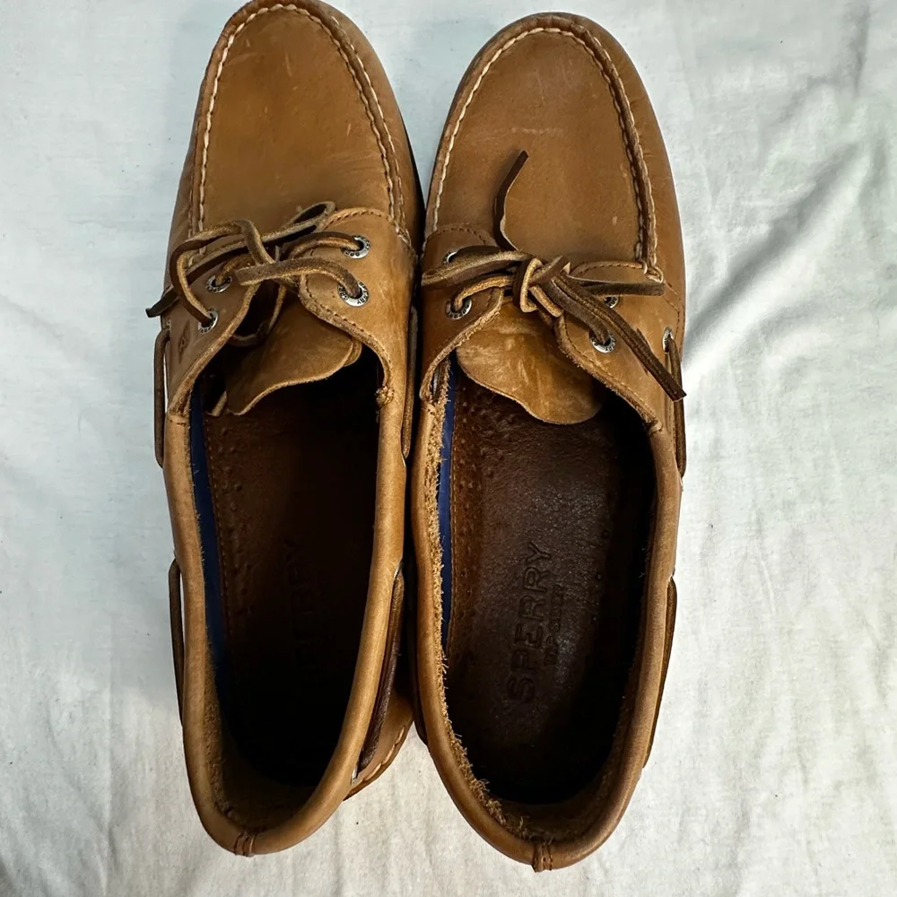 Sperry Top-Sider Boat Deck Shoes Sahara Men 120W Tan Leather Non Marking Soles